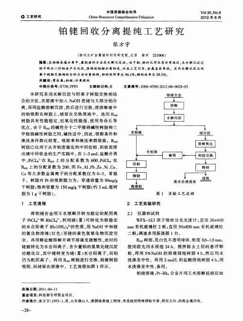 铂铑回收分离提纯工艺研究