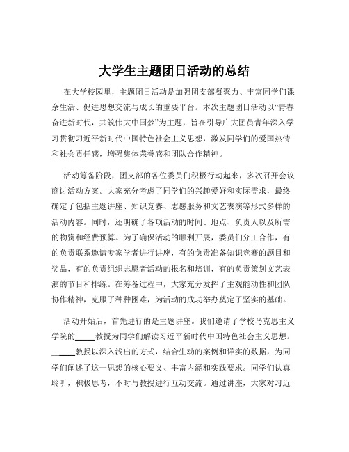 大学生主题团日活动的总结