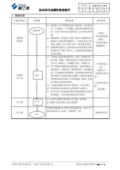 标识和可追溯性管理程序