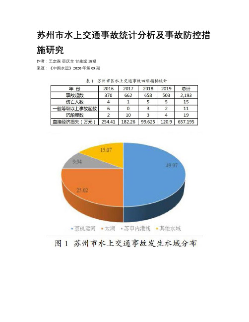 苏州市水上交通事故统计分析及事故防控措施研究