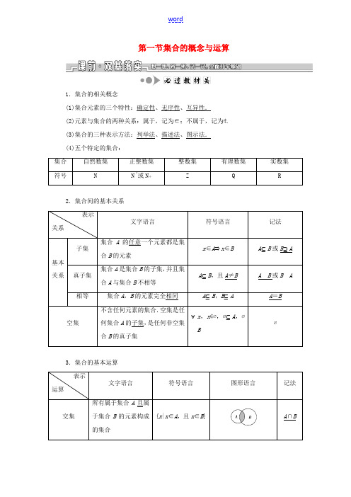 高考数学一轮复习 第一章 集合与常用逻辑用语 第一节 集合的概念与运算教案 文(含解析)苏教版-苏教