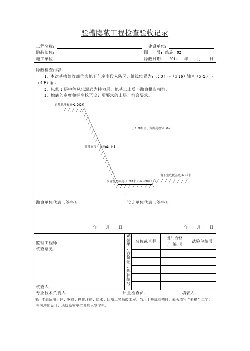 人防验槽隐蔽工程检查验收记录