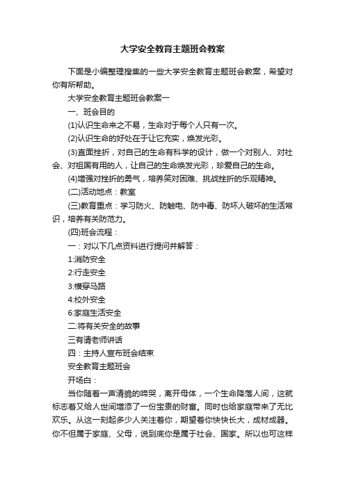 大学安全教育主题班会教案