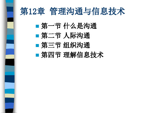 罗宾斯管理学-12管理沟通与信息技术