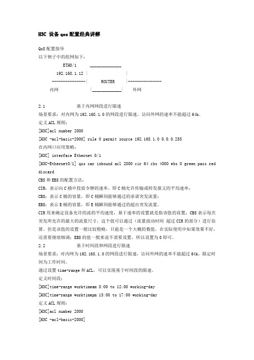 H3C 设备qos配置经典讲解