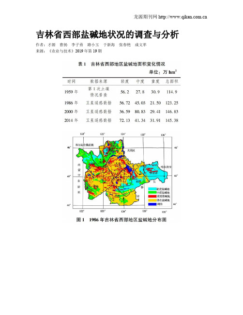 吉林省西部盐碱地状况的调查与分析