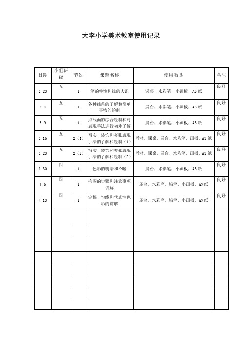 大李小学美术教室使用记录