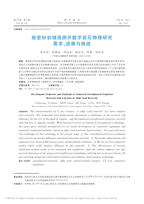 致密砂岩储层测井数字岩石物理研究需求_进展与挑战_李华阳