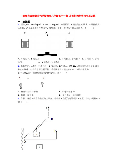深圳布吉街道时代学校物理八年级第十一章 功和机械能单元专项训练