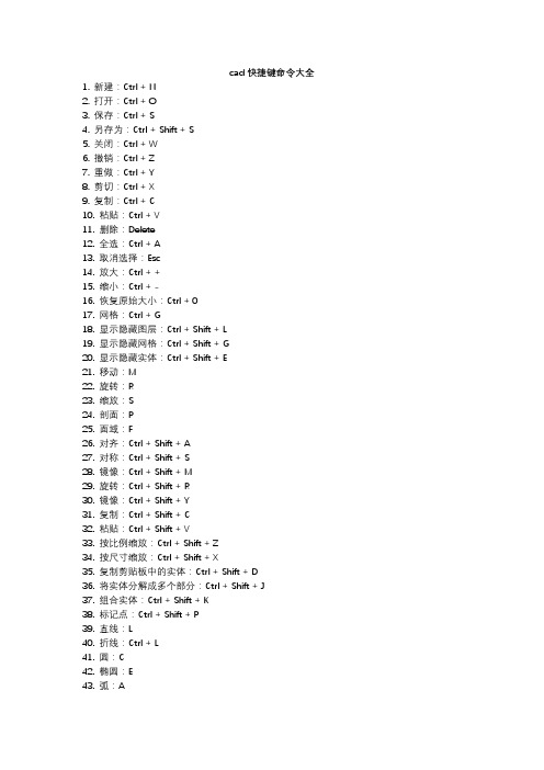 cad快捷键命令大全