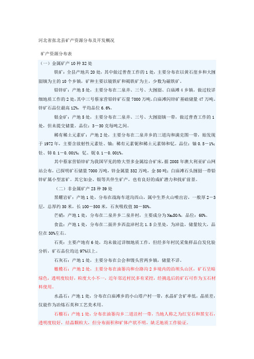 矿产资源分布表