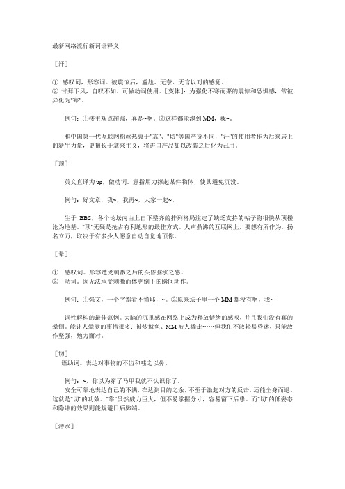 最新网络流行新词语释义.