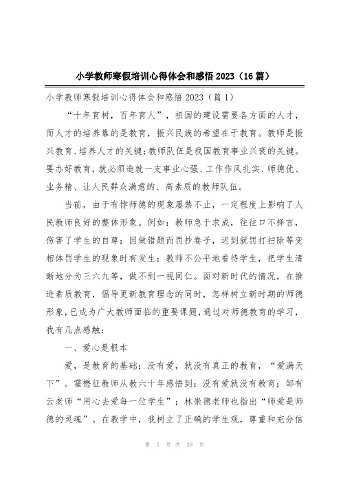 小学教师寒假培训心得体会和感悟2023(16篇)