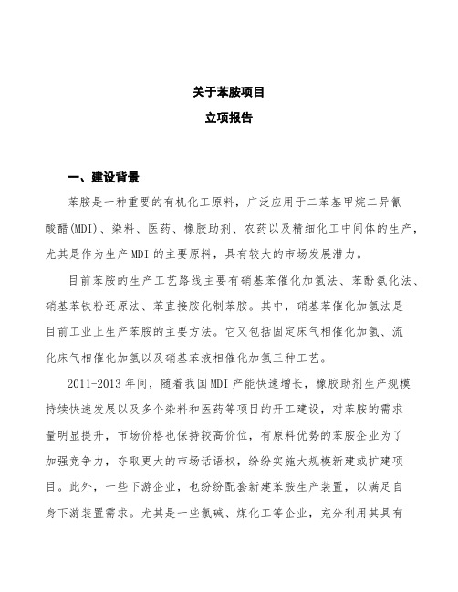 苯胺项目立项报告