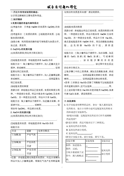 碱变质问题的探究(专题讲练)