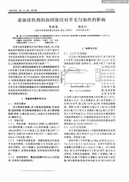 表面活性剂的协同效应对羊毛匀染性的影响