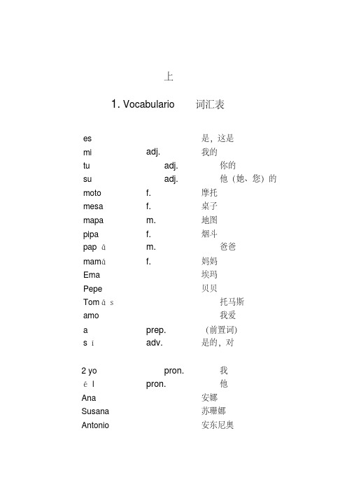 基础西班牙语词汇表