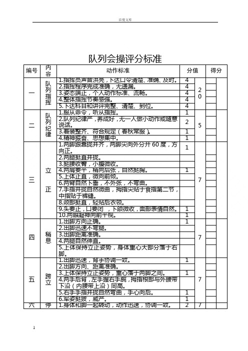 队列会操评分标准