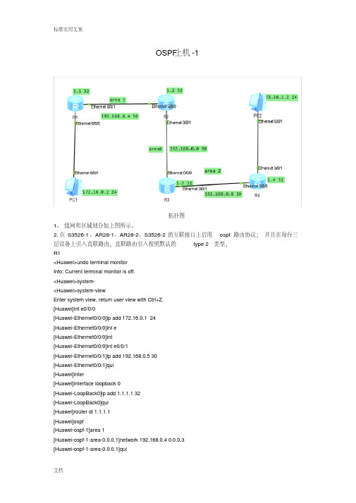 华为路由器OSPF配置实例