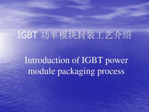 IGBT功率模块工艺介绍.