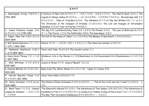 美国文学作家及作品