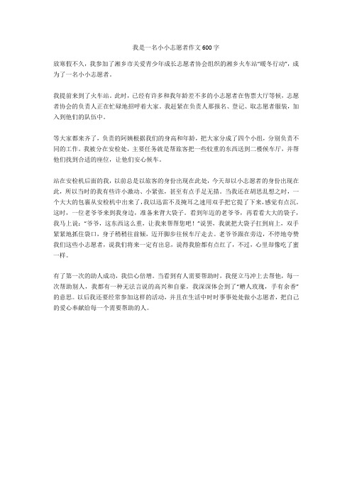 我是一名小小志愿者作文600字