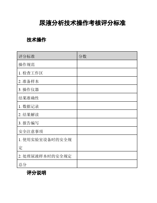 尿液分析技术操作考核评分标准