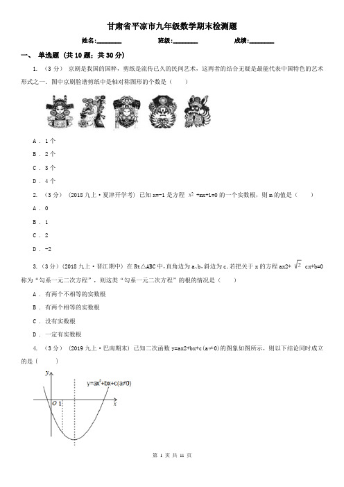 甘肃省平凉市九年级数学期末检测题