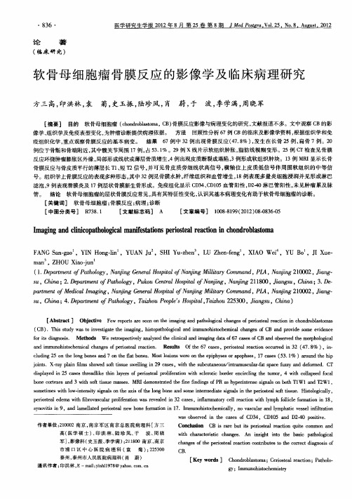 软骨母细胞瘤骨膜反应的影像学及临床病理研究