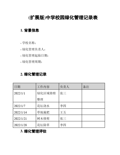 (扩展版)中学校园绿化管理记录表