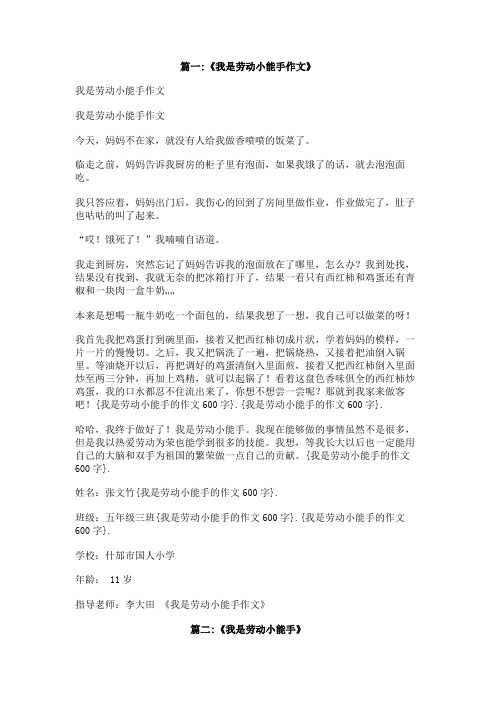 我是劳动小能手的作文600字