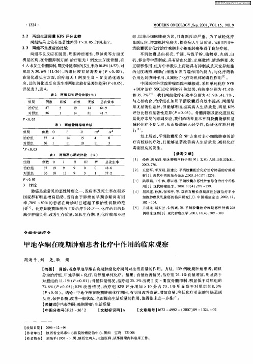 甲地孕酮在晚期肿瘤患者化疗中作用的临床观察