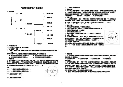 万有引力天体运动专题复习