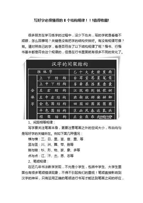 写好字必须懂得的8个结构规律！！!值得收藏!