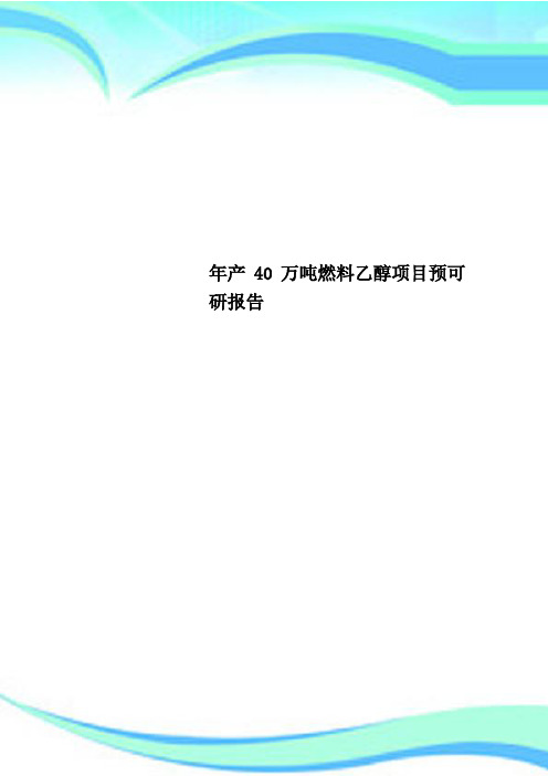 年产40万吨燃料乙醇项目预可研报告