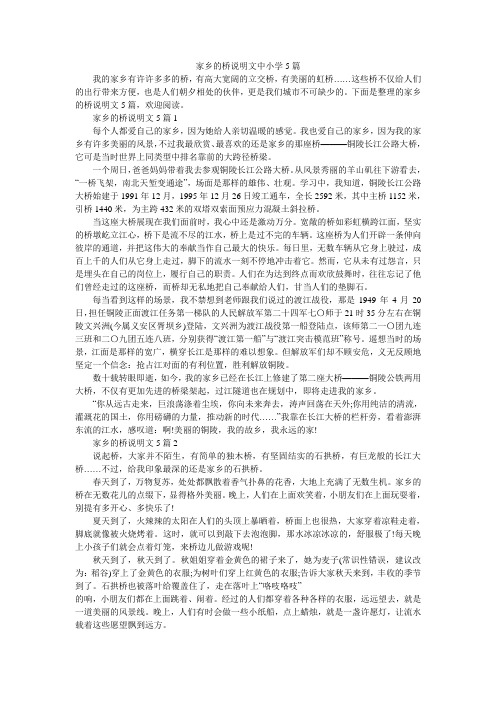 家乡的桥说明文中小学5篇