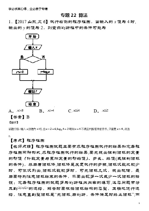 三年高考(2015-2017)高考数学试题解析22算法文