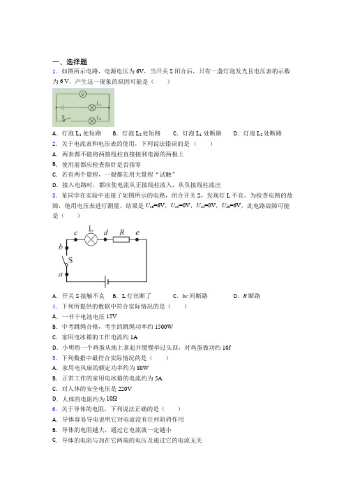 洛阳理工学院附属中学初中物理九年级全册第十六章《电压电阻》检测(含答案解析)