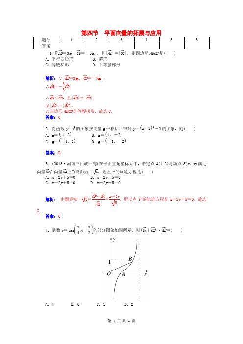 2015届高考数学总复习 第四章 第四节平面向量的拓展与应用课时精练试题 文(含解析)