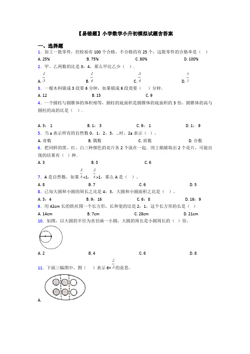 【易错题】小学数学小升初模拟试题含答案