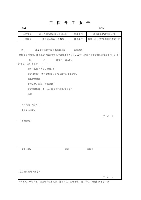 工程开工报告