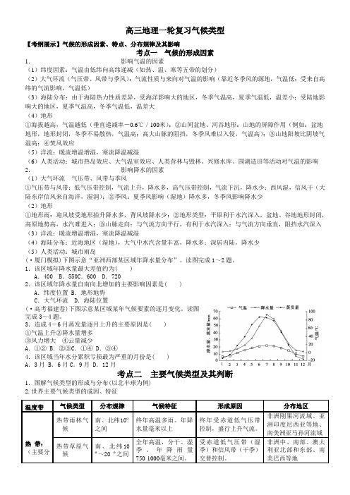 高考高三地理一轮复习气候类型讲义(经典打印版)