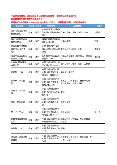 2020新版山东省临沂女装工商企业公司名录名单黄页联系方式大全105家