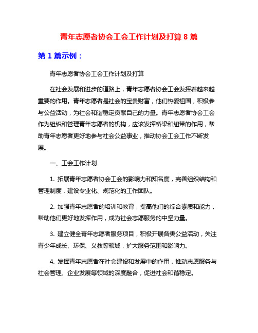 青年志愿者协会工会工作计划及打算8篇