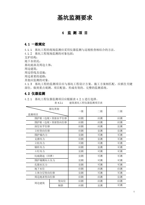 基坑监测要求