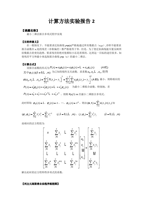 最小二乘法拟合多项式程序实现