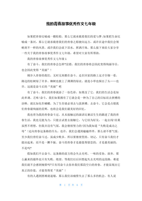 我的青春故事优秀作文七年级