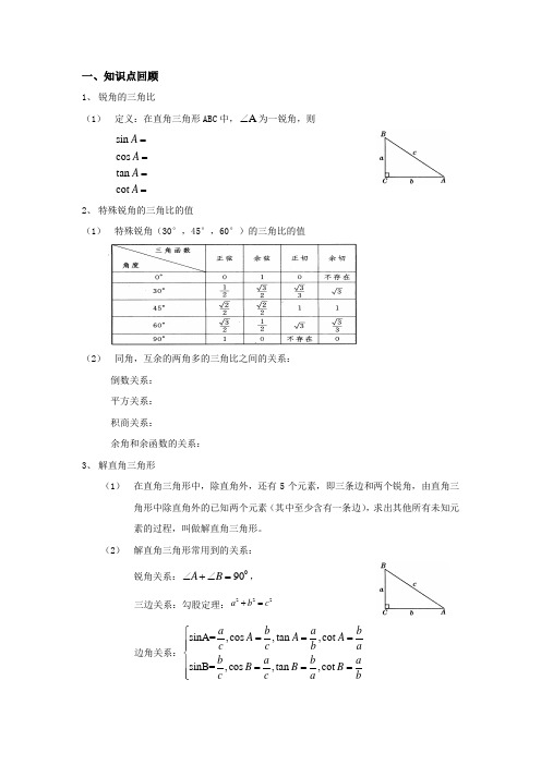 锐角的三角比复习