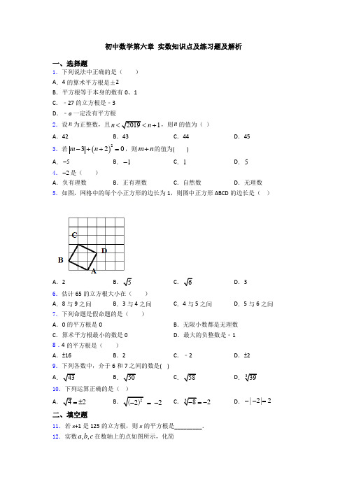 初中数学第六章 实数知识点及练习题及解析