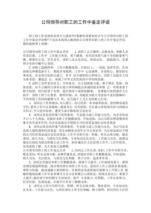 公司领导对职工的工作中鉴定评语